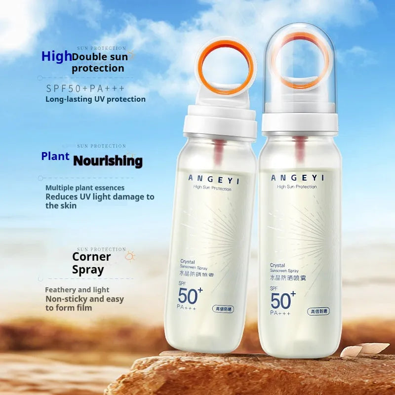 Crystal Sunscreen Spray SPF50 in 90ml spray bottle for military training UV protection