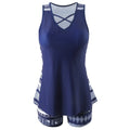 Women's split swimsuit, sleeveless polyester two-piece with briefs style, sizes S to XXL