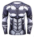Men's digital printed long sleeved sports base shirt in athletic fit with polyester-spandex blend fabric