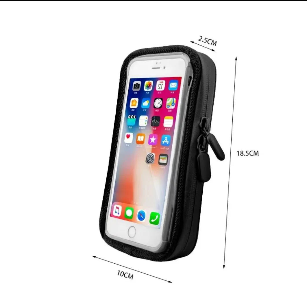 Black synthetic leather riding mobile phone stand bag with 6.5 inch capacity waterproof for motorcycle bicycle navigation