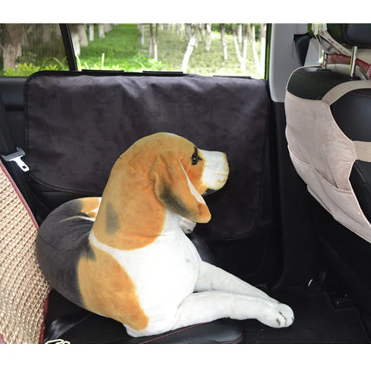 Suede car window cushion protective cover 71x56cm in black on rear seat door for pet protection