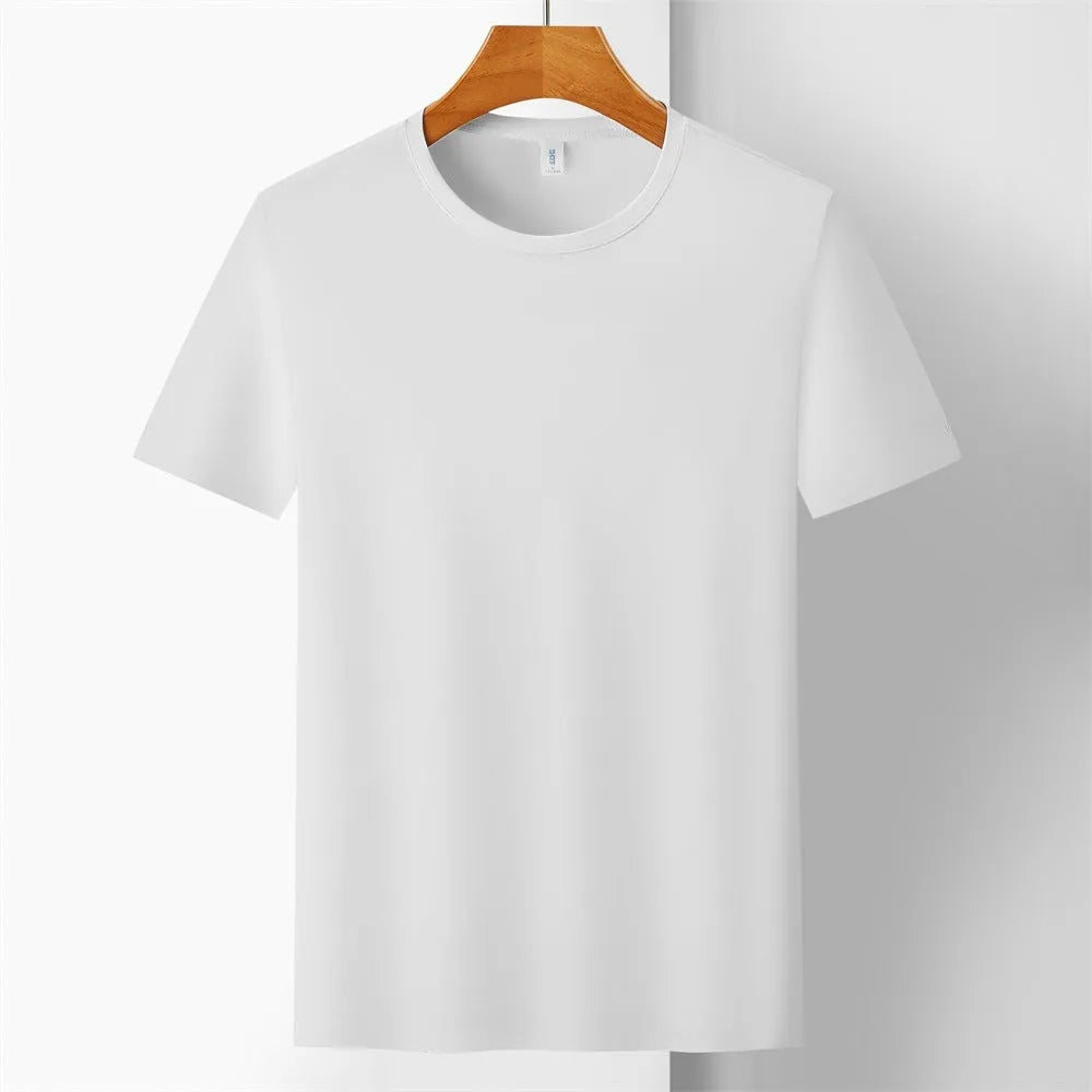 Men's ice silk quick-dry t-shirt in slim fit with short sleeves available in five solid colours