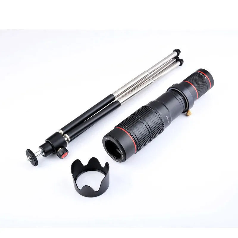 Black 36x telephoto telescope lens kit for mobile phones, packed in 22.5cm box.