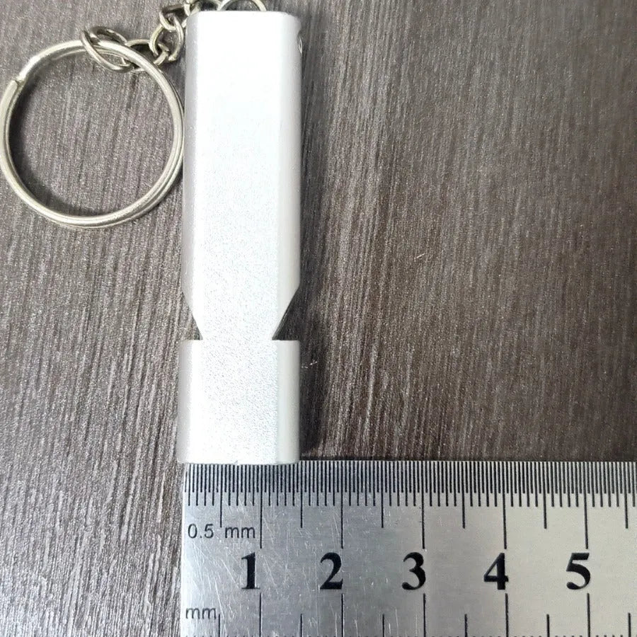Double hole aluminium alloy whistle in silver and gold colours for outdoor survival signalling