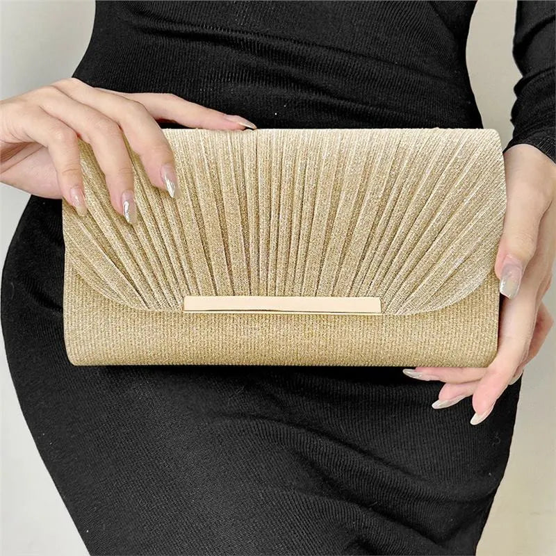 Women's hardware edge clutch bag in pink with PU leather and canvas lining, horizontal square shape