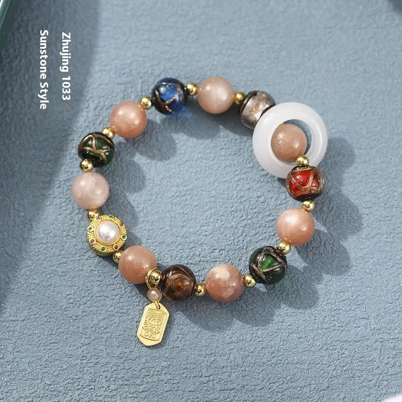 Hand-woven fragrant grey coloured glaze bracelet with round beads