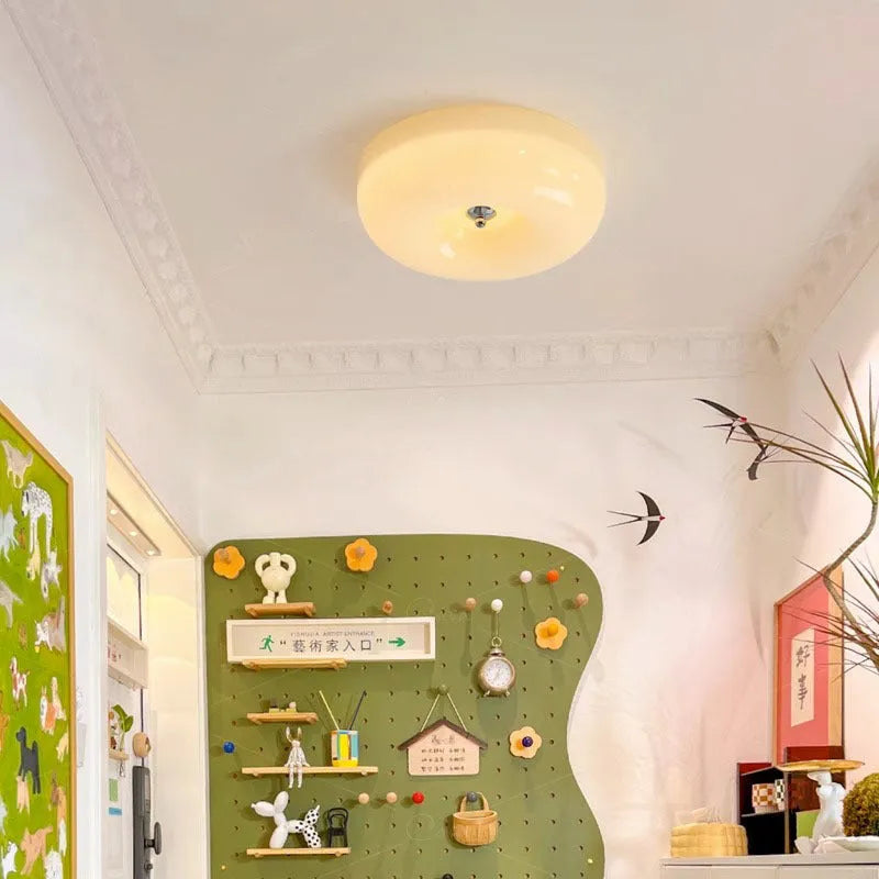 American-style cream coloured bedroom ceiling lamp with three-colour light.