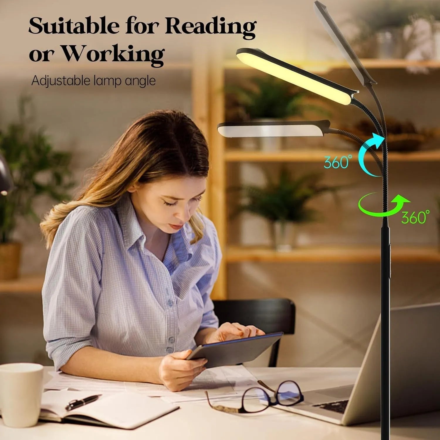 Simple modern LED floor lamp with remote control for bedroom and study use