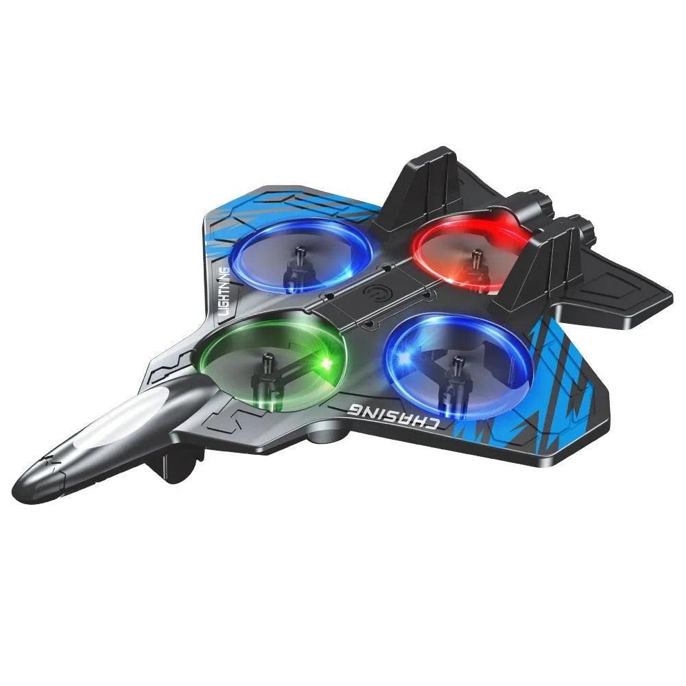 E72 foam remote control toy airplane in blue with gesture recognition and multiple battery options