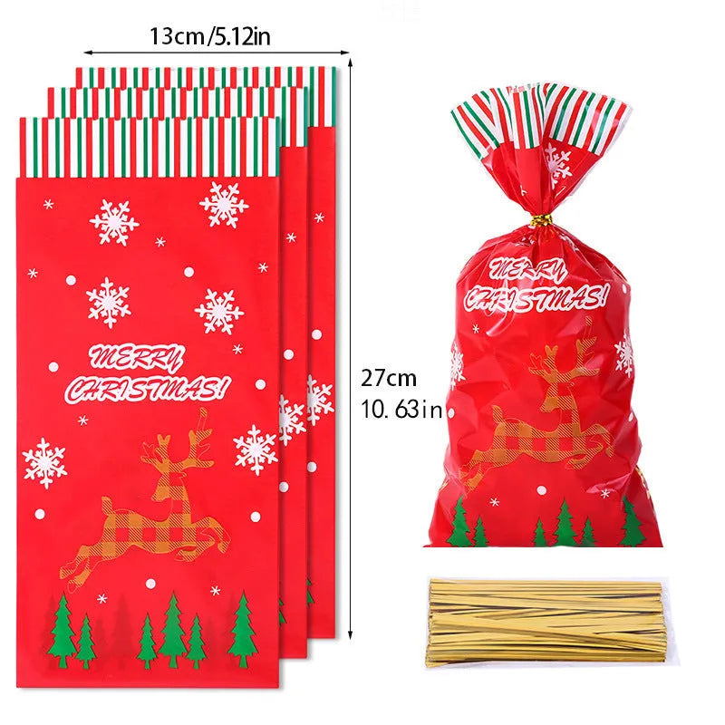 Christmas OPP flat packing bag, 13x27cm, 50 per pack, in Christmas Bag A and B colours