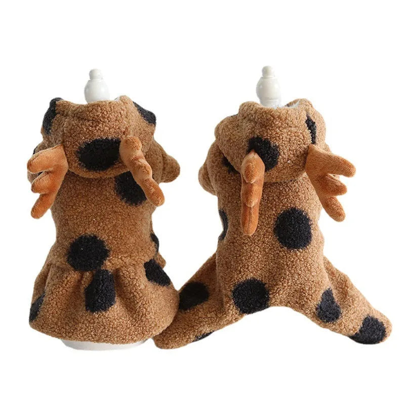 Polka dot pattern pet clothing for dogs and cats in skirt and four-legged styles