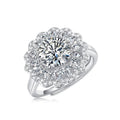 S925 silver adjustable moissanite ring flower design for women