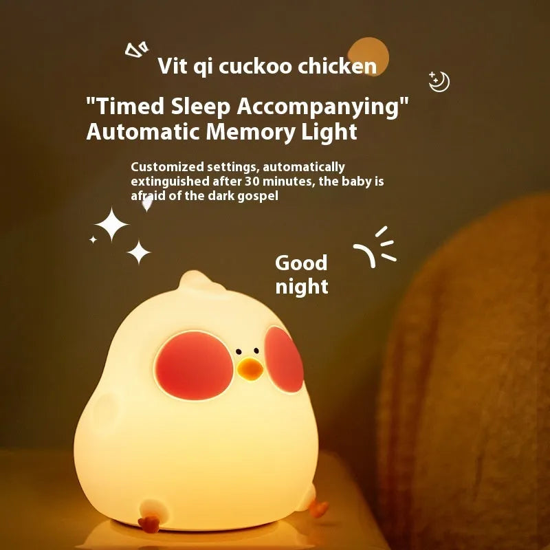 Cool chicken silicone night lamp with colourful glowing light and remote control