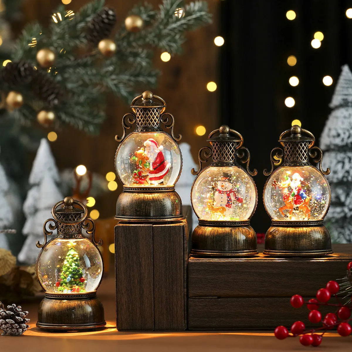 USB music snowflake Christmas light resin ornament with snowflake pattern, 88 × 15 cm, four styles including old man holding bear