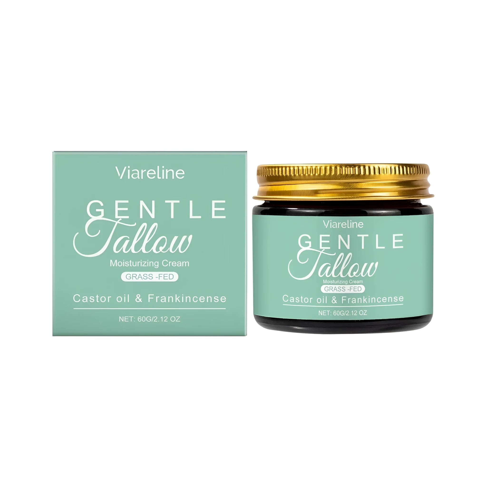 60g jar of beef tallow moisturising cream with castor oil and frankincense for facial hydration