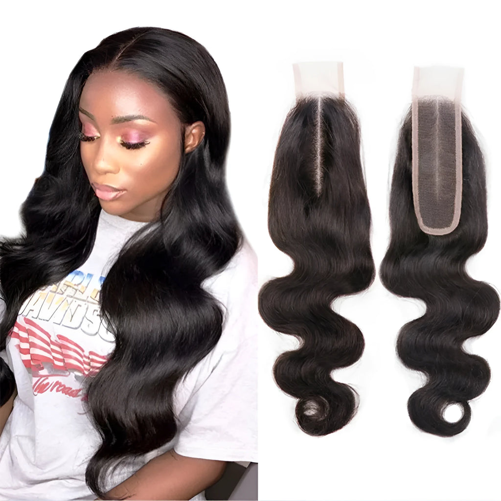 Straight human hair women's wig in natural colour showing hand-woven construction