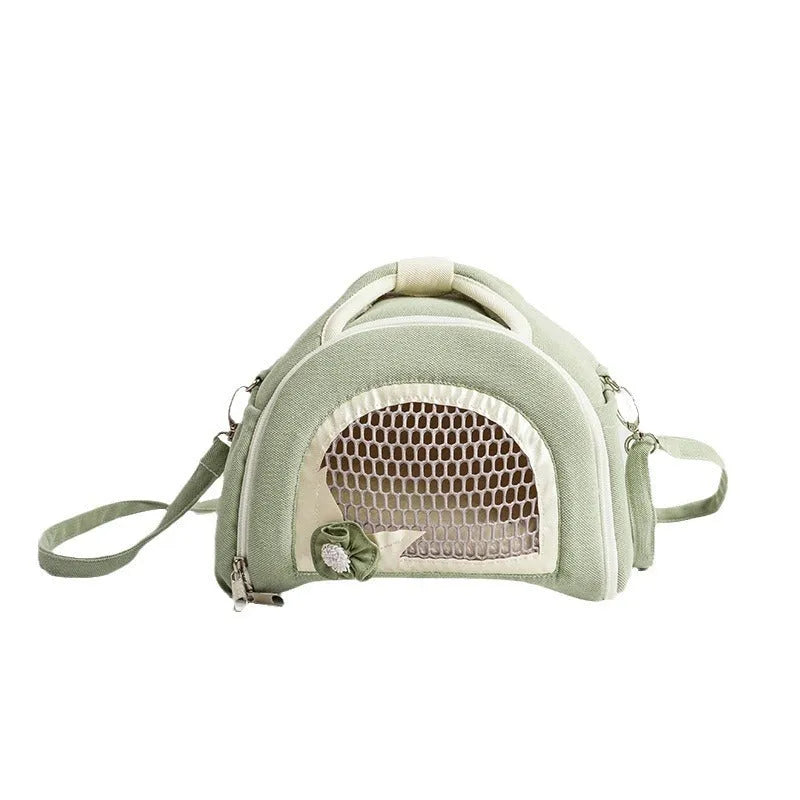 Hamster breathable crossbody handbag in rubber powder colour made of mesh and elastic fabric