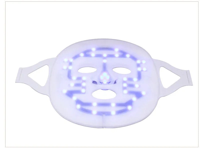 White LED silicone photon beauty mask with red blue light therapy for acne home use