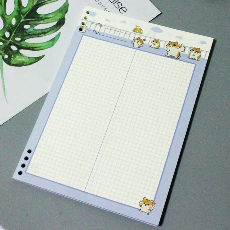 B5 loose-leaf refill paper with colourful PP plastic shells showing 8-hole punch design