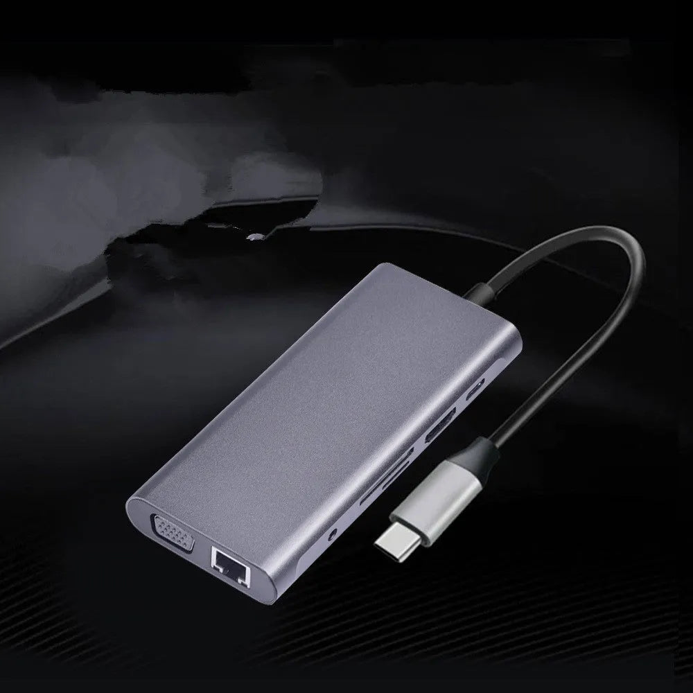 10-in-1 USB C docking hub and portable PD power bank compatible with Apple MacBook and iPhone.