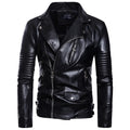 Men's black sheepskin leather jacket with suit collar and zip front, fitted style, sizes XXL to 5XL