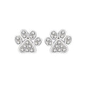 Pair of 925 sterling silver cat's paw stud earrings with full diamond zircon stone setting in silver
