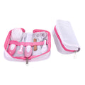 Crimson Cherry Pink case open to reveal a 6-piece baby nail comb and grooming care set.