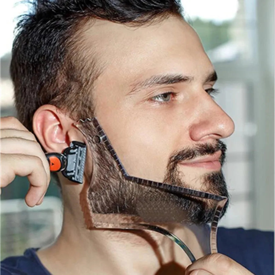Beard styling comb with ABS plastic handle for symmetric trimming lines, 20.5x10.5x0.35cm, black colour