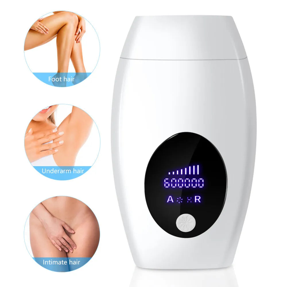 Laser hair remover with LCD display, 600,000 flashes, five energy levels, in green colour, 14x8x5cm, UK plug