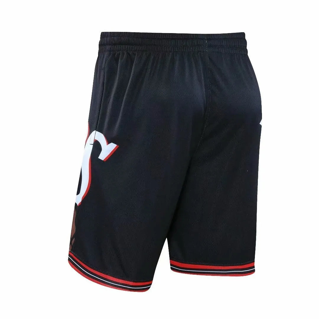 Black men's basketball shorts with bamboo fiber fabric, loose fit, sizes S to 5XL