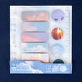 PP bottom plate mark sticky note index set showing base plate and multi-size notes in four colour themes