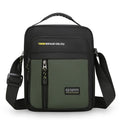 Men's casual nylon one shoulder messenger bag in green, gray, black, or blue colour with sewing thread details.