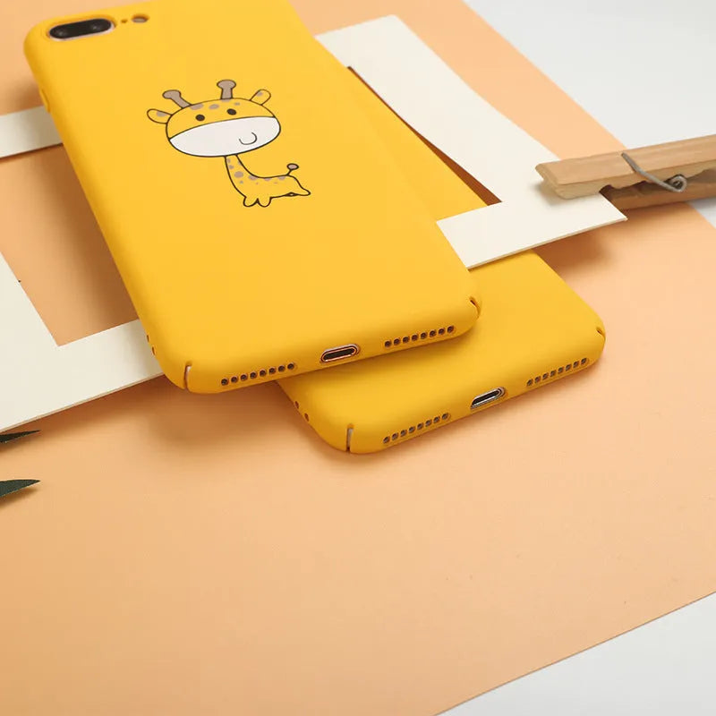 Yellow patterned phone case for iPhone models with shock-resistant PC construction