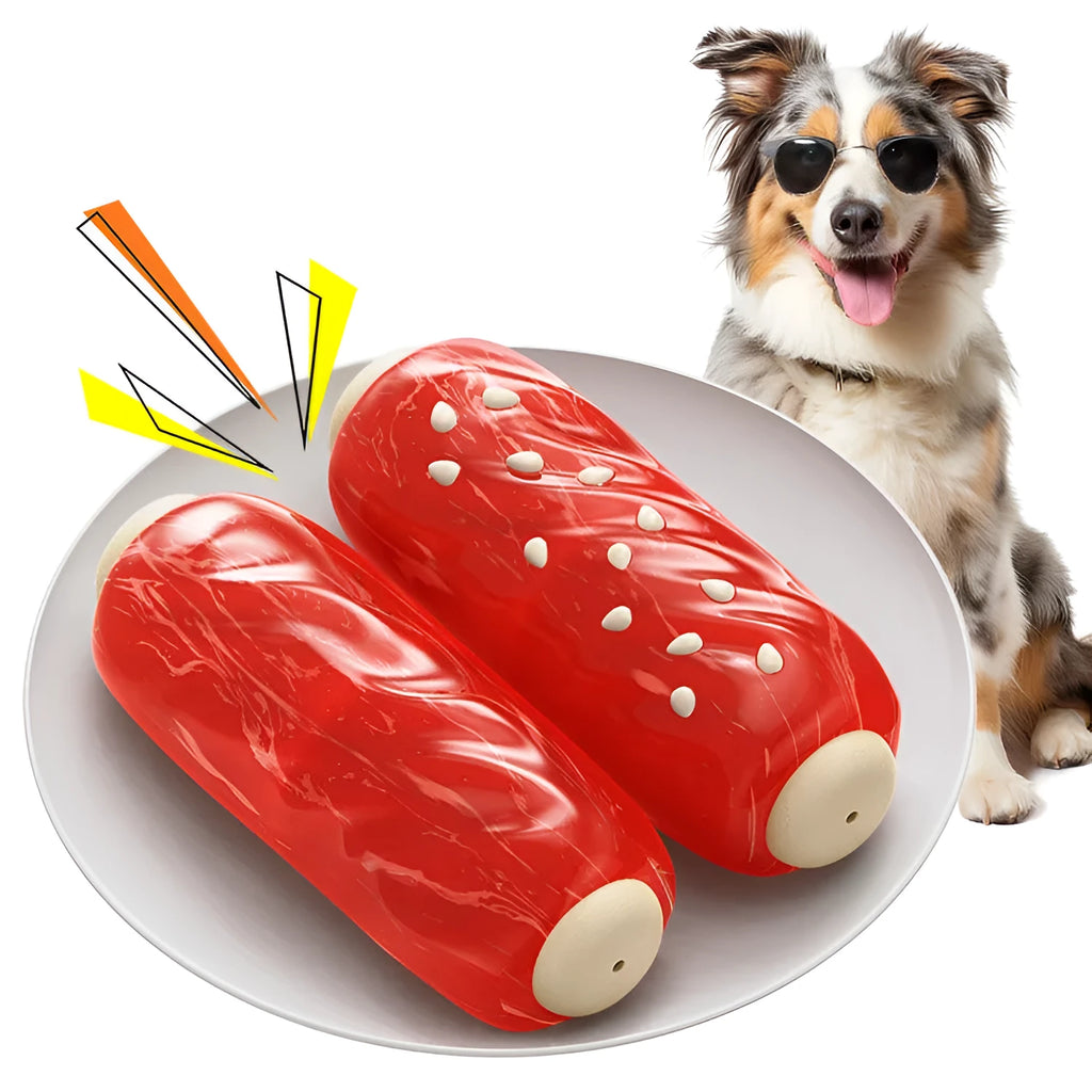 Glue Toothbrush-style plastic Molar Rod dog chew toy in a bone shape, primary colour.