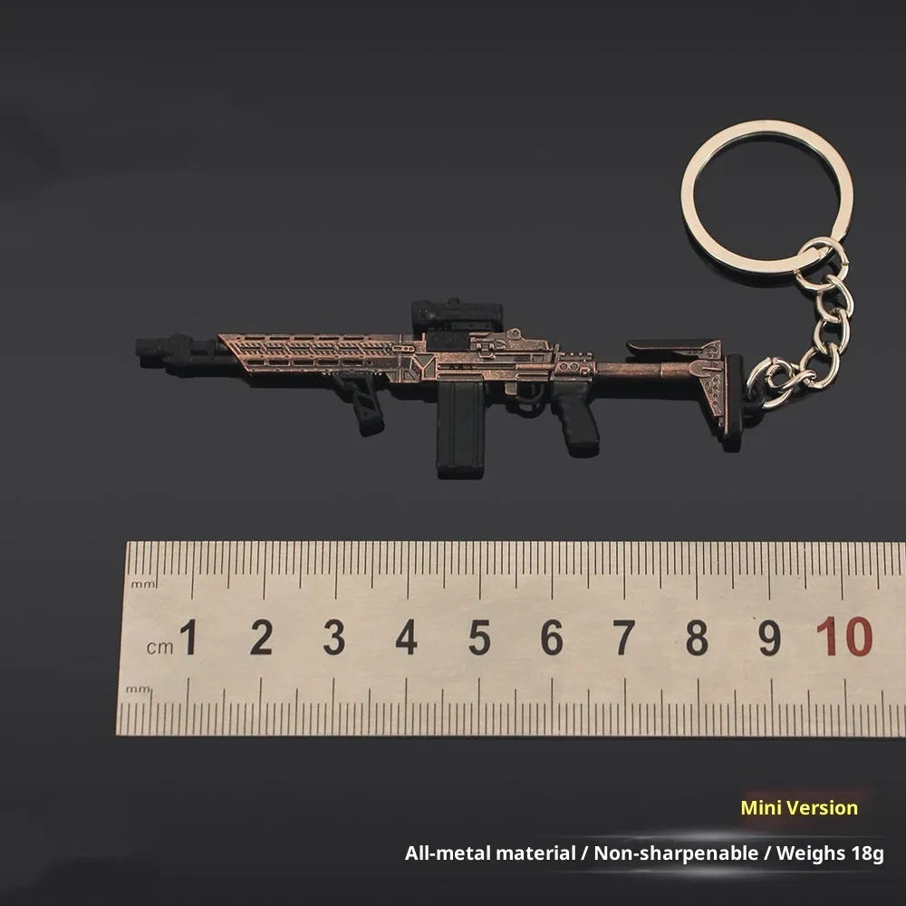 Mini MK14 shooter rifle keychain pendant, 9cm alloy military gun charm in listed colour