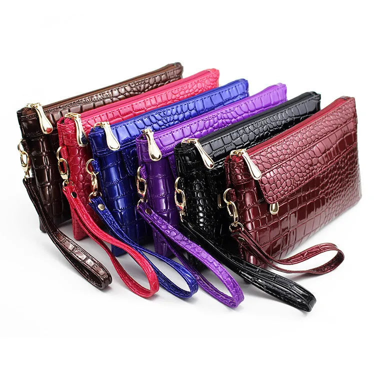 Women's black PU messenger shoulder bag with horizontal square shape showing 24cm width
