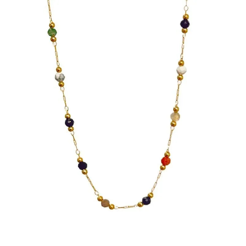 Gold-coloured titanium steel necklace with a retro O-ring chain and simple pendant.
