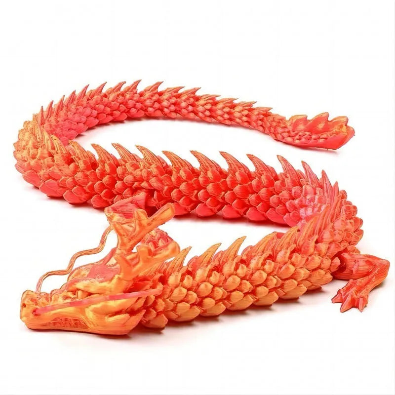 3D printed Chinese dragon car ornament in 30cm length with detailed plastic artwork