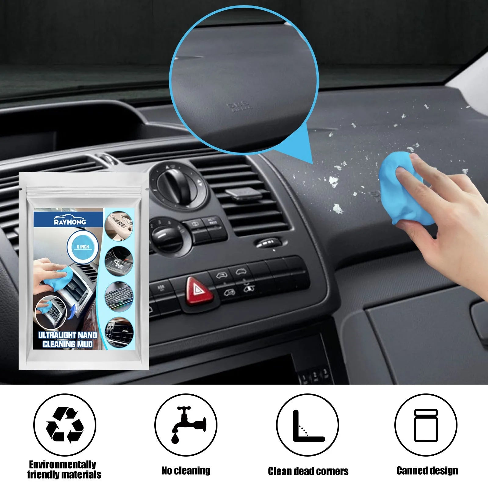 20g pack of car interior cleaning mud for dust removal from gaps and vents.