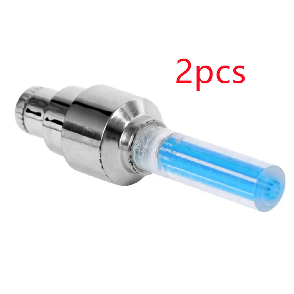 Stainless steel wheel valve light for bike motorcycle car – battery included – pink blue green