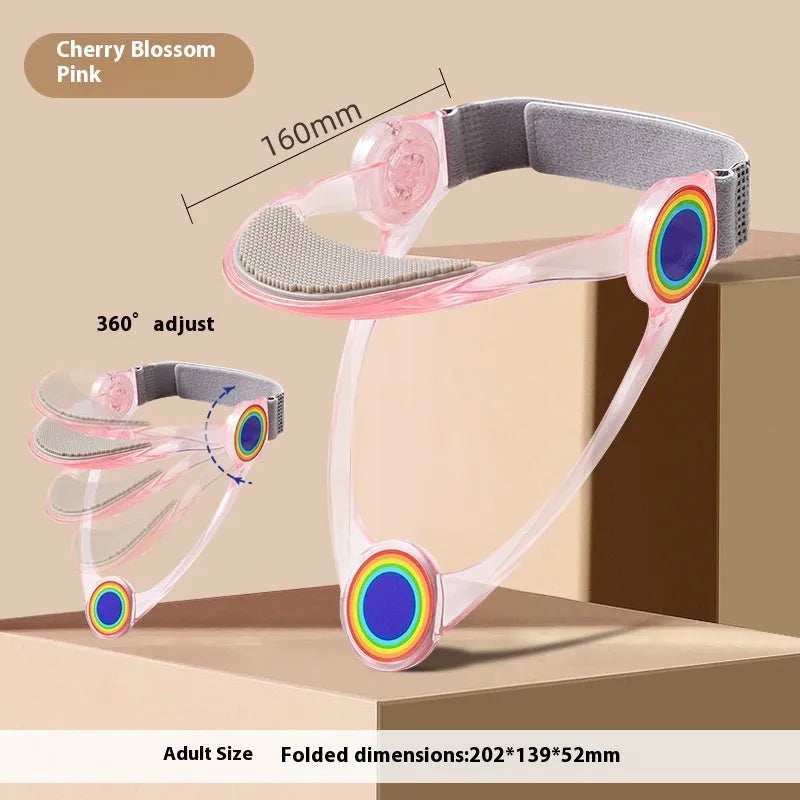 Adjustable neck brace cervical support in transparent, blue, and pink colours for adult and children users