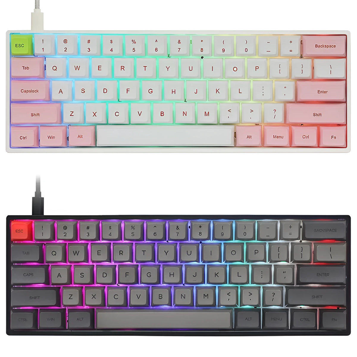 GK61XS dual mode mechanical keyboard kit with immersion gold PCB and RGB bottom lights in black colour