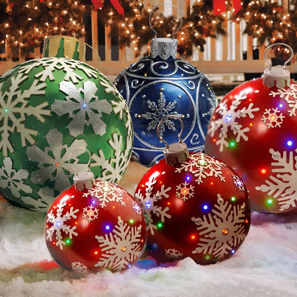 60cm PVC inflatable Christmas ball outdoor decoration in garden setting
