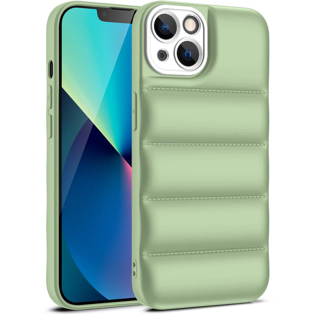 Solid colour TPU protective back cover case for iPhone models on a plain background.