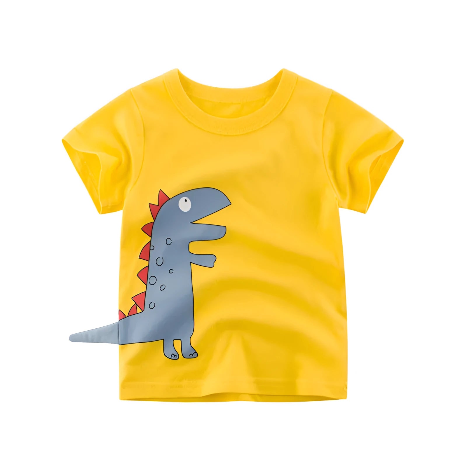 Blue dinosaur kids cotton T-shirt with cartoon patterns for children aged 3-8 years