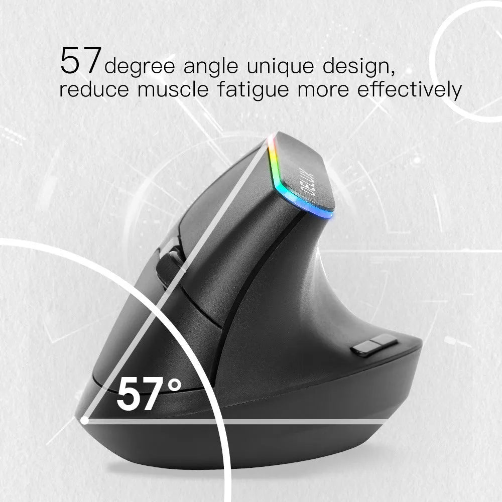 M618C black and white vertical wireless ergonomic computer mouse shown from the side.