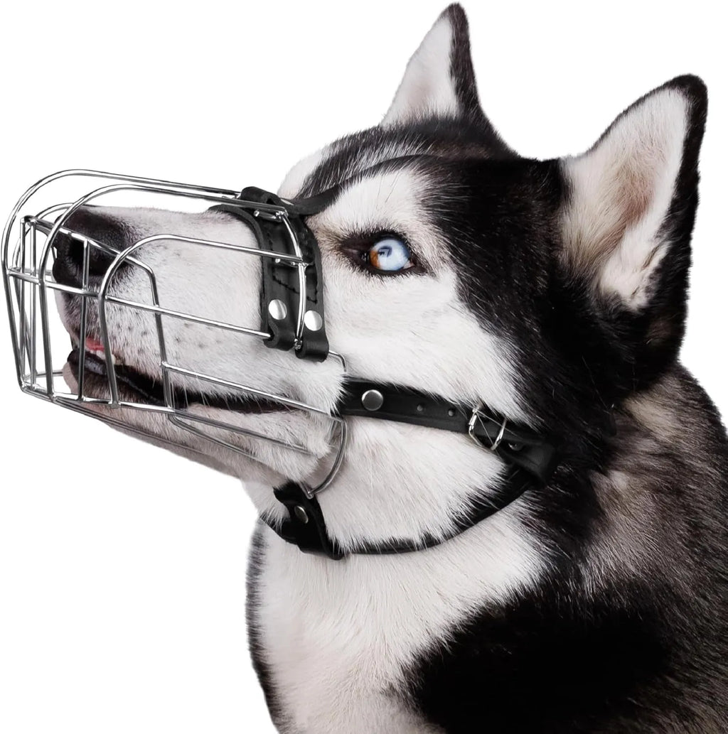 Black metal dog muzzle for golden retrievers and German shepherds