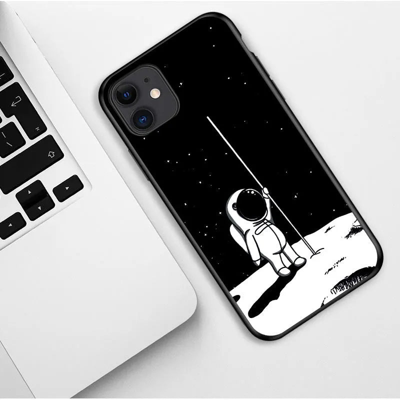 Astronaut starry sky TPU phone case with painted geometric design for iPhone models