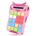 LCD children's smart handheld electronic toy in plastic construction with flash and music functions, blue and pink options