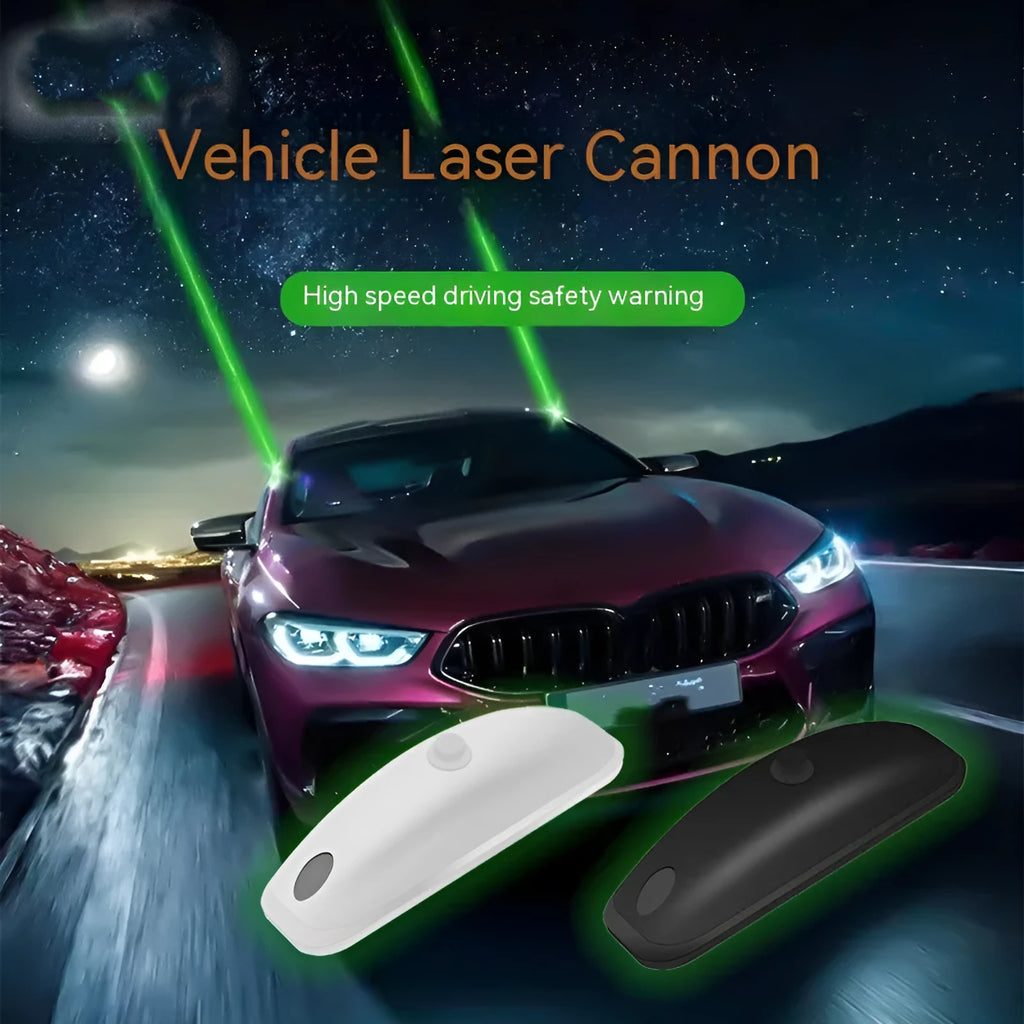 Black and white vehicle-mounted laser units with remote controls for external vehicle lighting